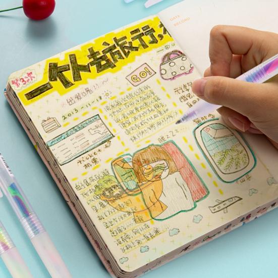 6Pcs/Set Glitter Gel Pens Smooth Writing Vibrant Colors Rainbow Gradient Gel Pens