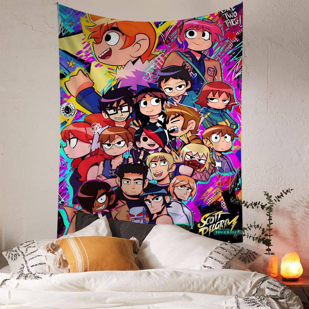 S-Scott Pilgrim vs the World Hippie Wall Hanging Tapestries Bohemian Wall Tapestries Mandala INS Home Decor