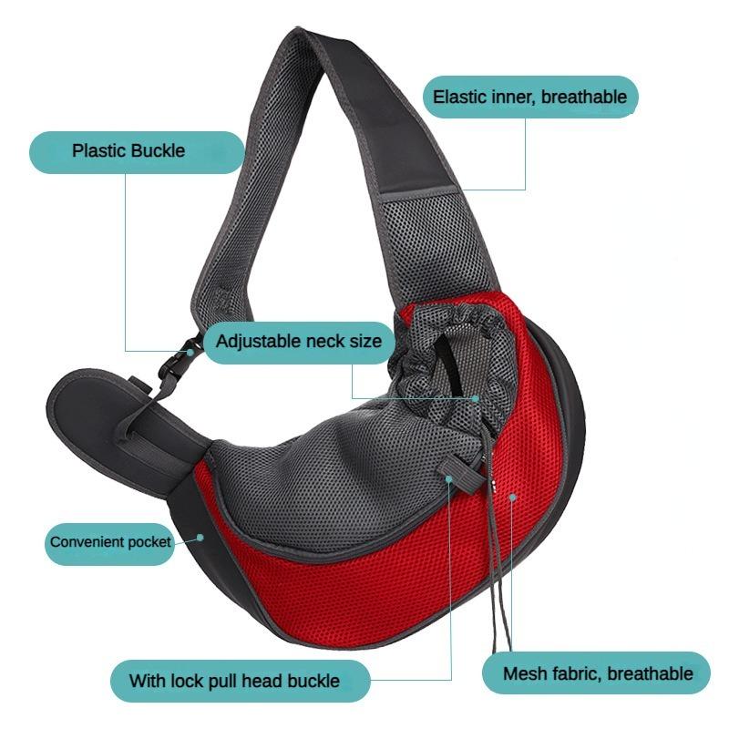 Portable Pet Front Carrier Bag, Mesh Breathable Dog Backpack for Outdoor Travel, Adjustable Shoulder Sling Tote Pouch for Small Dogs & Cats
