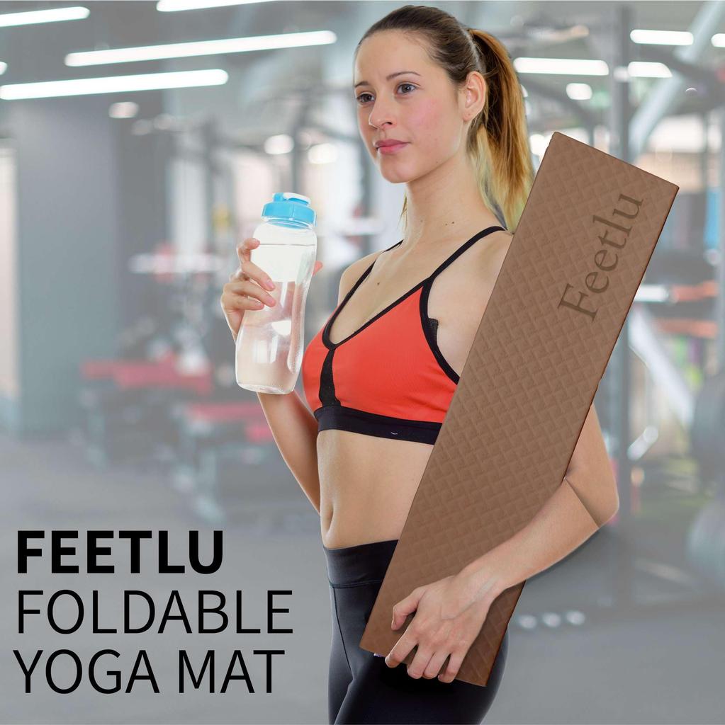 Feetlu Foldable Yoga Mat 6mm X 61cm X Easy To Store Foldable Exercise Mat for Home and Floor Exercises - 183cm, Large, Lightweight, - Non-Slip Yoga,