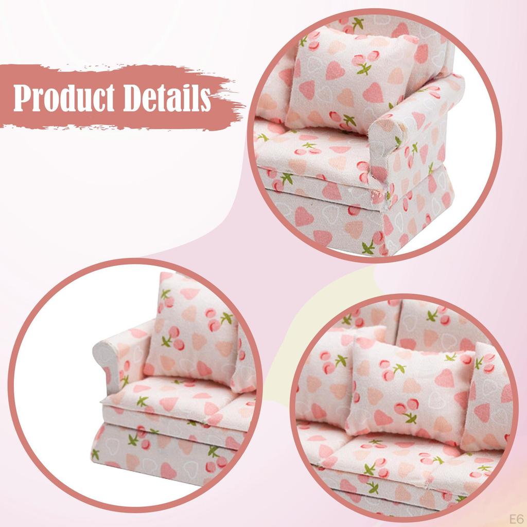 Dollhouse Couch , 1/12 Scale, Birthday Gift, Ornament Modern Accessories Sofa