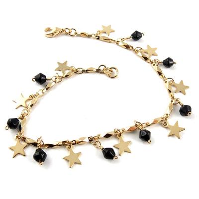 [B9454] - Gold Plated Bracelet 'Salsa' Black Golden