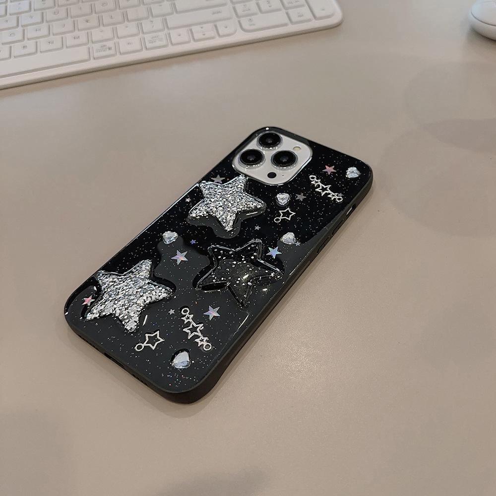 Capa de Celular Apple IPhone17 Estrela Tridimensional Doce e Cool 13 Epóxi X/8 Garota Popular 16/11 Adequada para 15promax