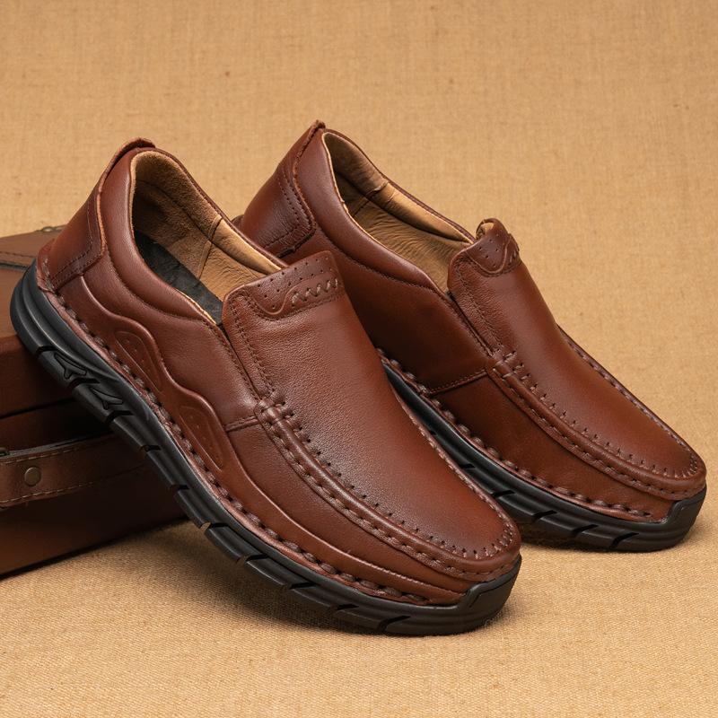 

Деловая формальная обувь с широкой головкой, верхний слой из коровьей кожи, мужская повседневная кожаная обувь, мягкая кожа, толстая подошва, кожаная обувь, мужская обувь 45