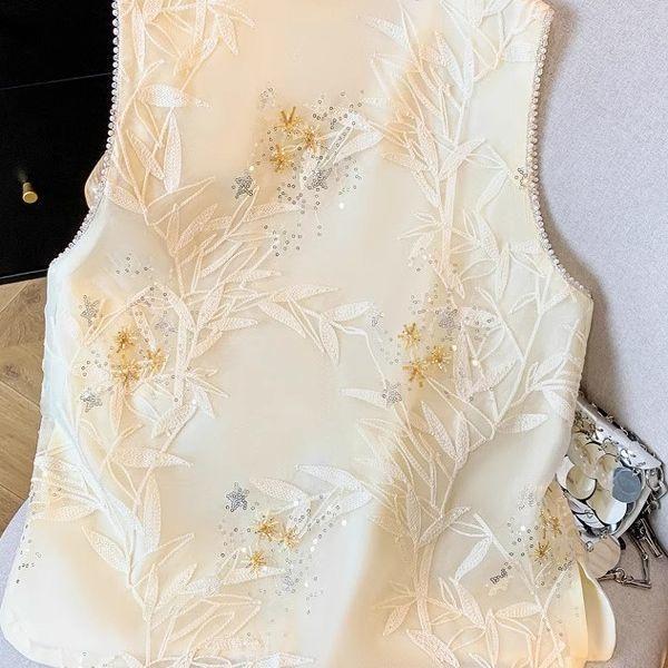 Chinese Vest 2025 Summer Eugen Retro Sleeveless Vest Thin Embroidered Top