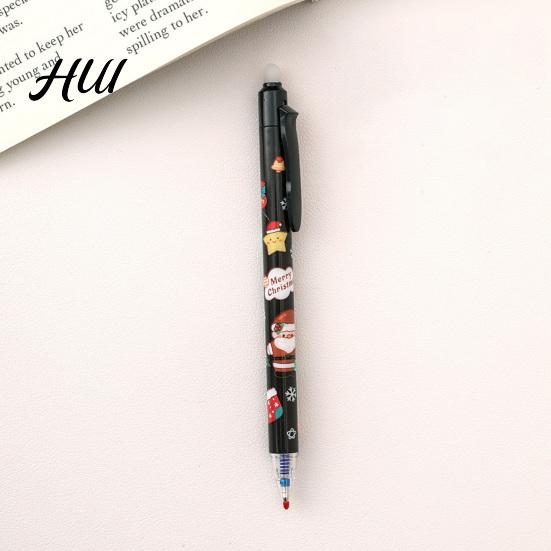 Festive Erasable Ink Pen Christmas Gel 0.5mm Retractable Pens with Eraser Tips School Office Supplies Plastic