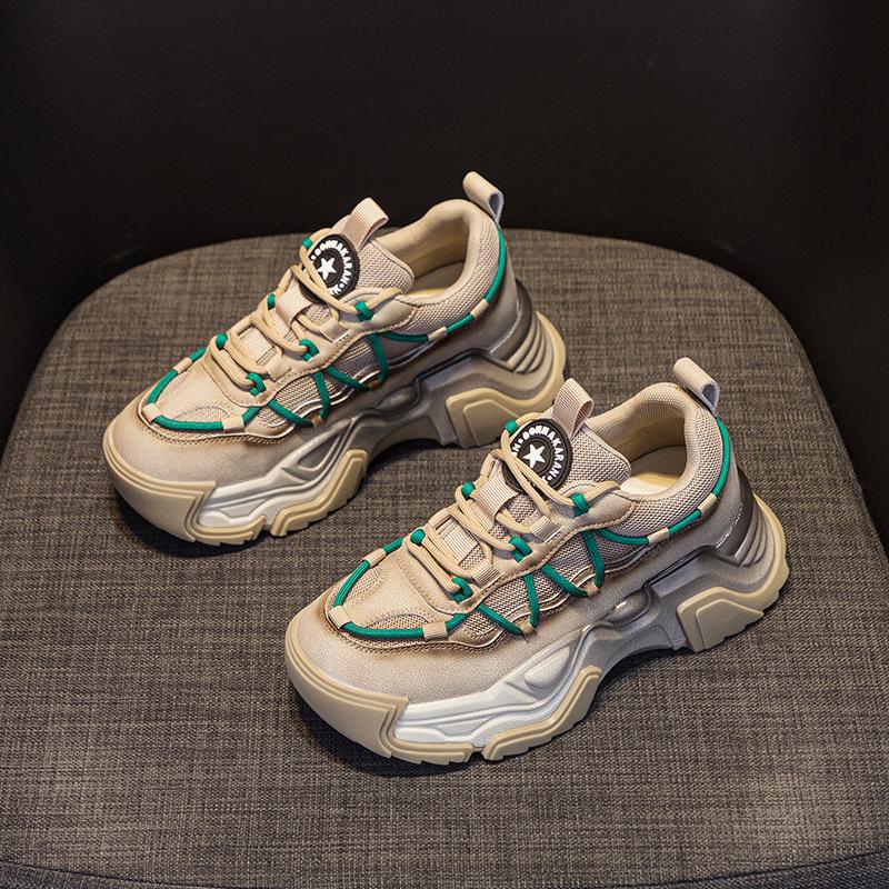 

Autumn new thick-soled women s tide gradual change suction film color matching sports leisure retro comfortable shoes 40 хаки