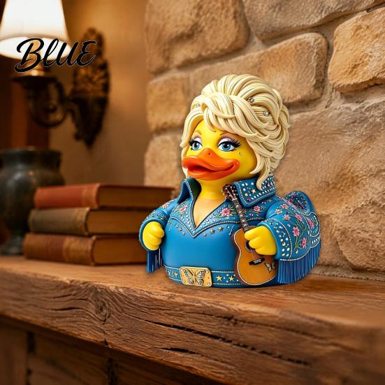 Detailed Miniature Guitar Statue Parton Memorial Duck Dolly Duck Figurine Country Music Statue Guitar-Themed Legend Commemorative Item Decorative