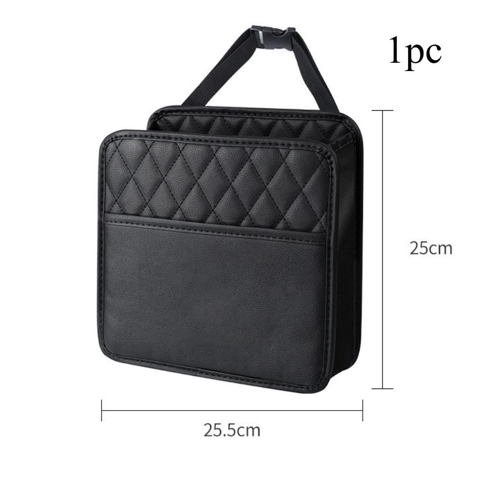 

Multi-Use Car Seat Storage Bag Leather – Garbage Pocket Included Universal Fit for Most Vehicle Models Auto Accessories