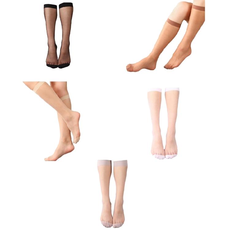 Sophisticated 1/5/10 Pairs Women's Casual Over the Calf Long Socks Silky Nylon Ultra Thin Sheer Knee Length Stockings