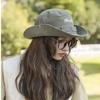 Women's sun hat with large brim for sun protection in summer, suitable for fishing, outdoor hiking, and trekking; vintage western cowboy hat