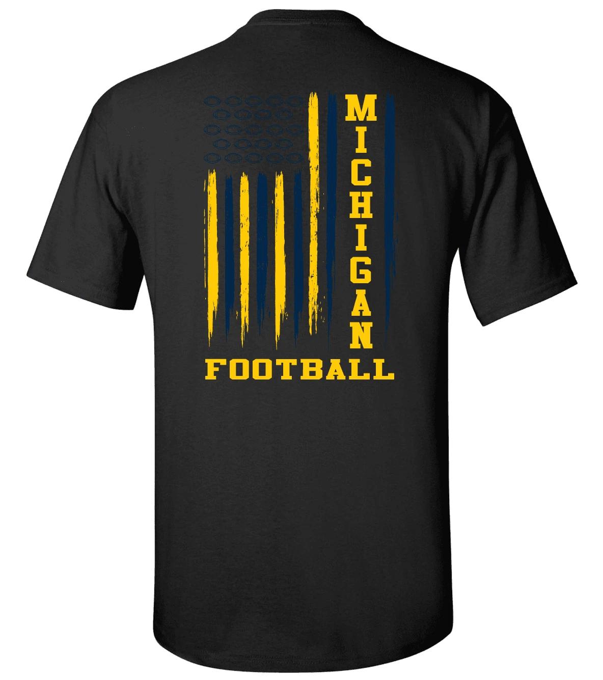 Michigan Football USA Flag Unisex Short Sleeve T-Shirt-Black-Medium 2XL