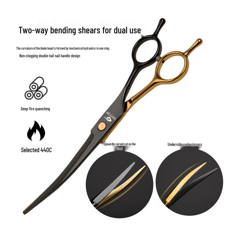 All-Steel Pet Grooming Scissors Set - Includes Curved Dog Hair Cutting Scissors