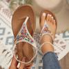 Summer new flat-bottomed pinch rhinestone sandals women