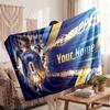 Kylian Mbappe Personalized Fleece Blanket With Football Logo, Custom Name Text Soft Warm Home Throw Blanket