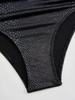 Damen Sexy Tiefes V-Ausschnitt Schnürung Rückenfrei Einteiler Badeanzug - Schlankmachendes Bauchabdeckungs Design