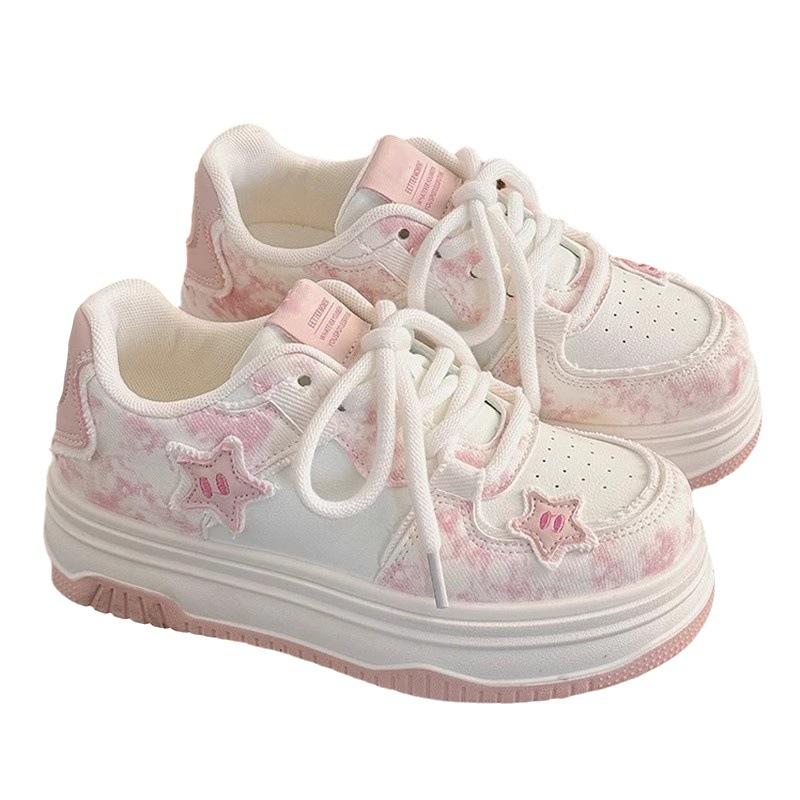 Dopamine-inspired platform shoes2026New summer-style, durable canvas sneakers for middle school students, white athletic shoes for girls