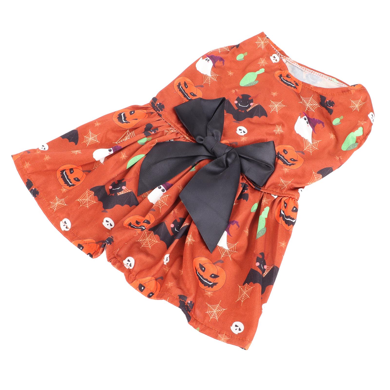 

Halloween Pet Dress Stylish Cute Pumpkin Pattern Crew Neck Halloween Puppy Skirt for Halloween Party Holiday