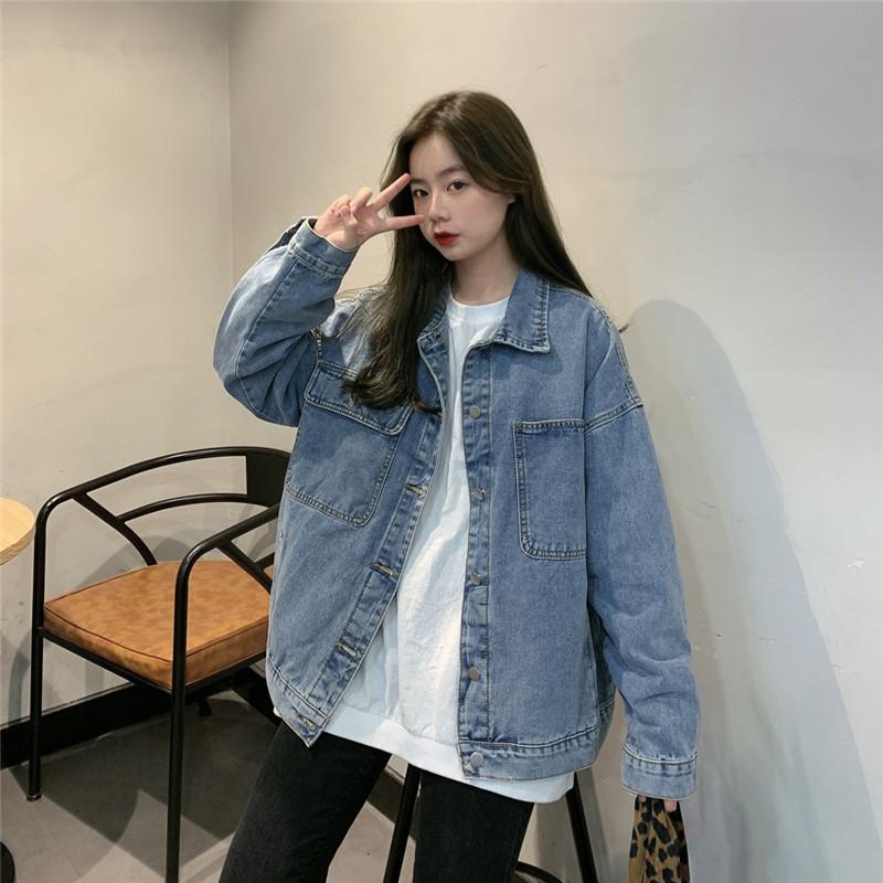 Trendy Denim Jacket for Women Loose Fit Spring Style Korean Vintage Top InnerVintage Top Thickness Standard