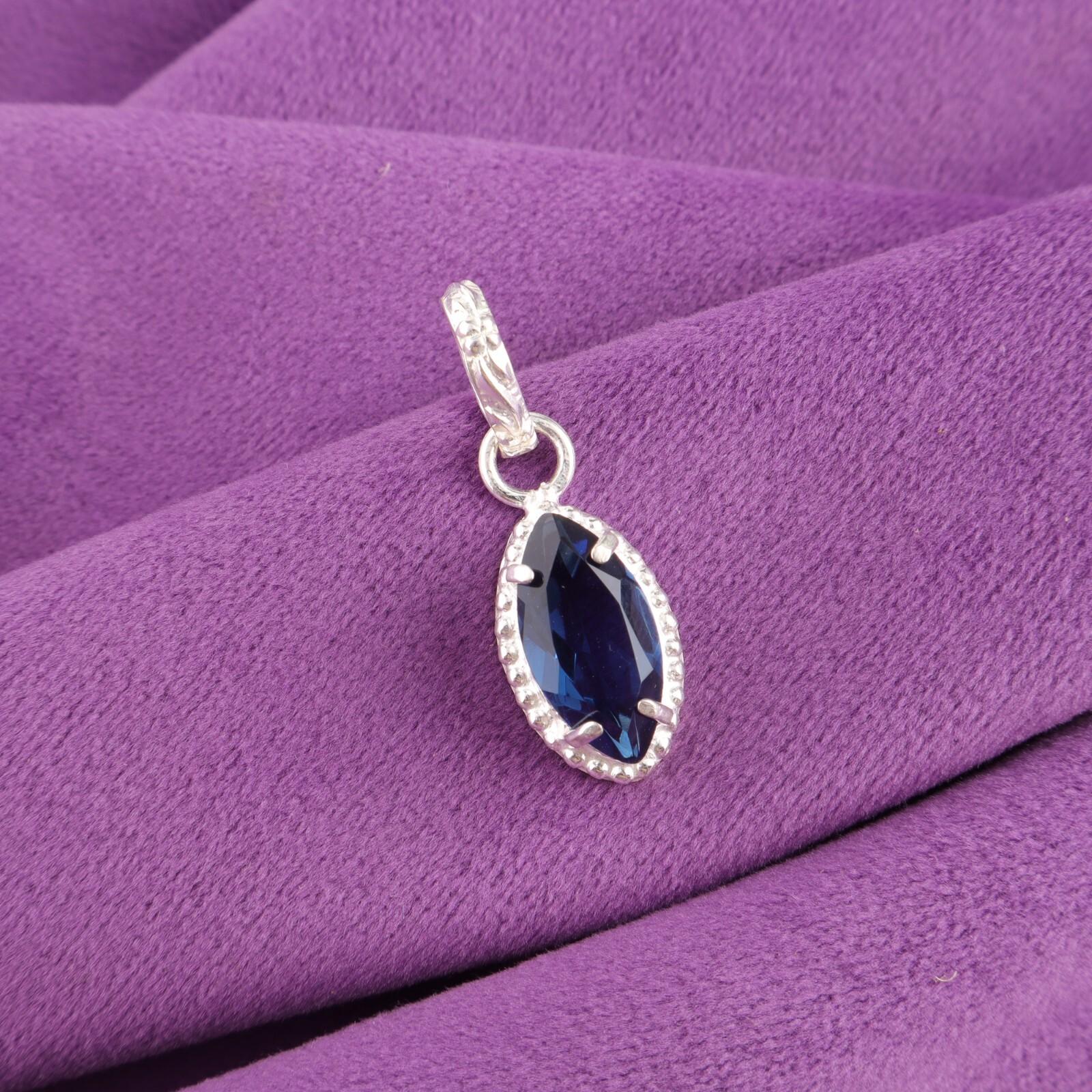 

Маркиза Натуральный Лондонский Голубой Топаз Стерлинговое Серебро Подарок Другу Ручная Работа Подвеска PP-59-11