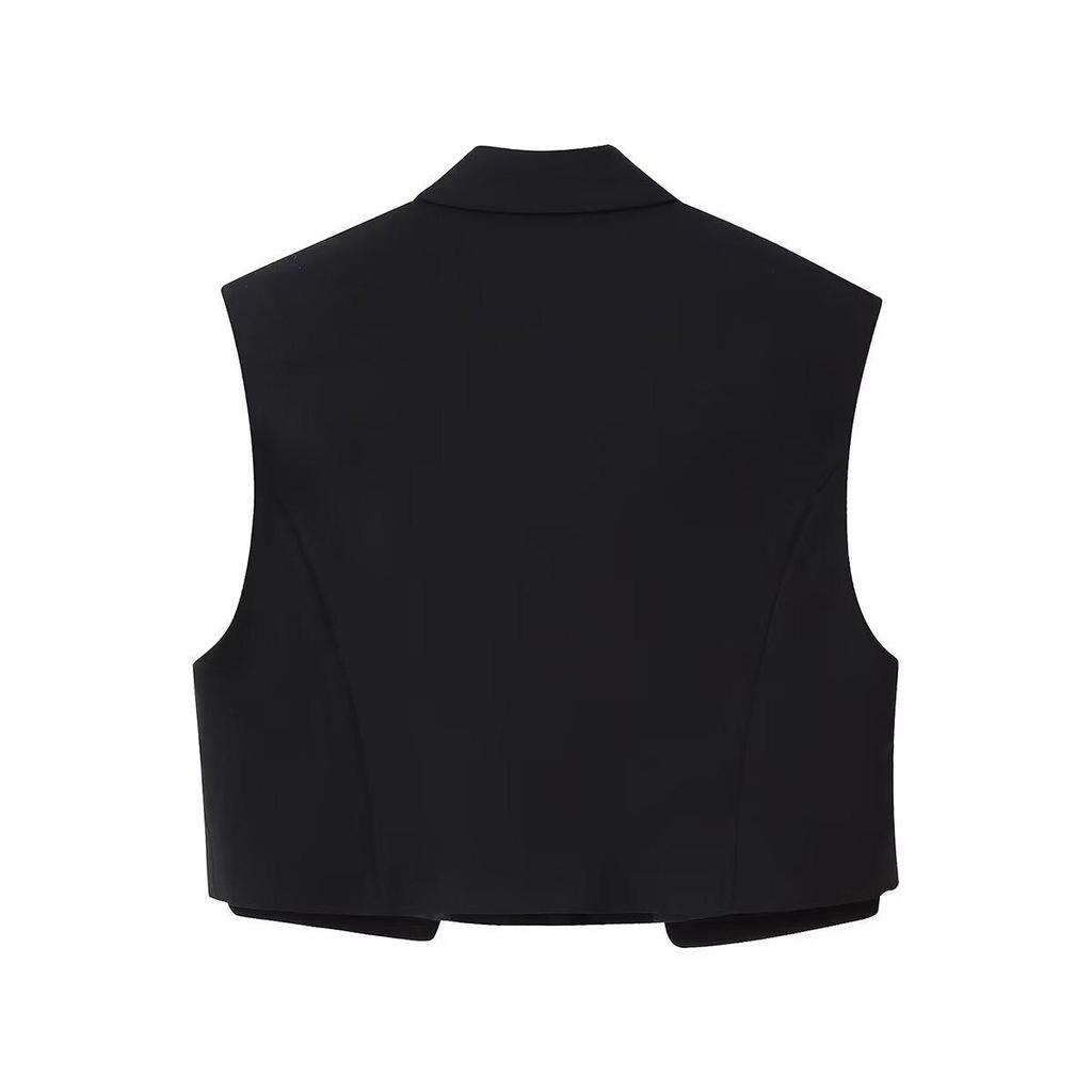 2025 Spring Women's Fashion: European-American Style Flap Detail Cropped Tank Top