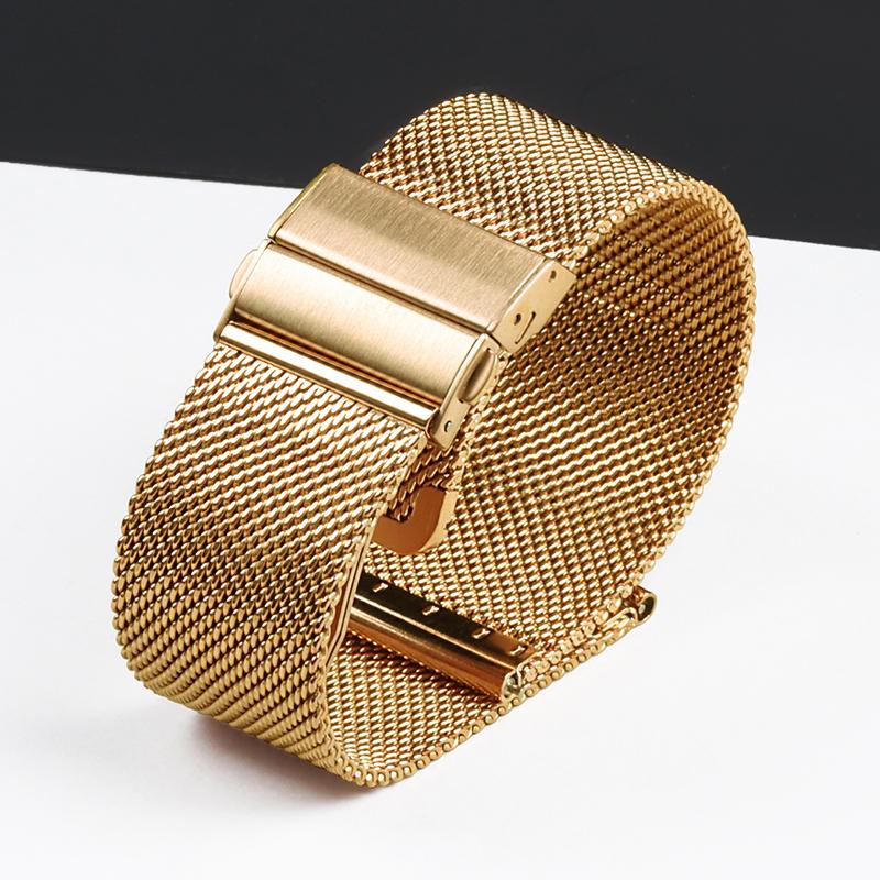 

16mm 18mm 20mm 22mm Stainless Steel Mesh Watch Band for DW Quick Release Strap for Men Women Adjustable Length Watch Accessories 18mm золотий