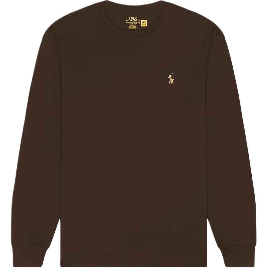 

Polo Ralph Lauren Однотонная футболка с круглым вырезом из хлопка с длинным рукавом Мужские топы 710671467080 S