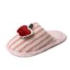Korean personality cute kitten couple hairy shoes casual winter women's shoes fun home contrasting striped cotton slippers