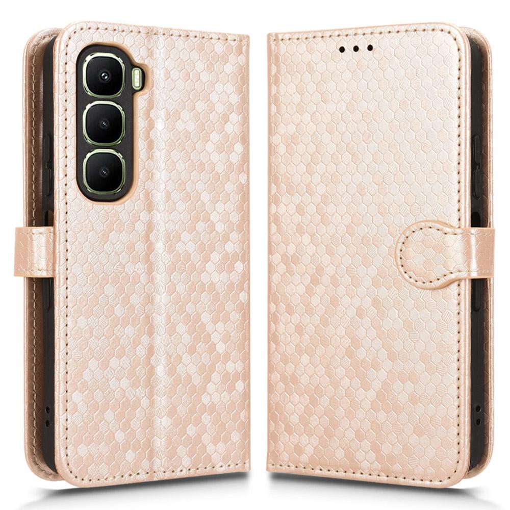 For Infinix Hot 60i 4G/Hot 60 5G Wallet Case Dot Pattern Imprint PU Leather Phone Cover with Wrist Strap