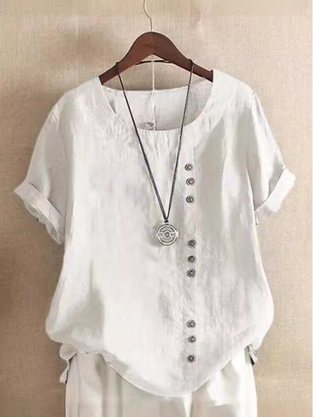 

Модная хлопково-льняная рубашка 2024 M