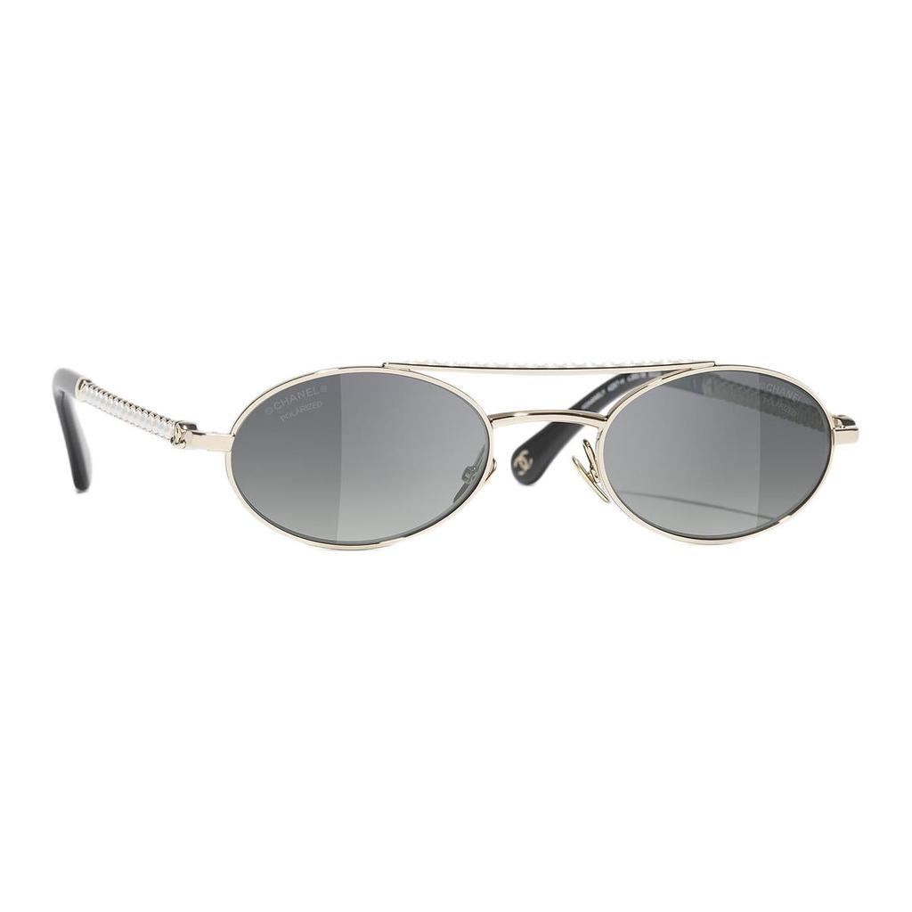 Chanel Oval Logo Sunglasses Unisex Sunglasses Light-Gold CH4297H-C395/S8