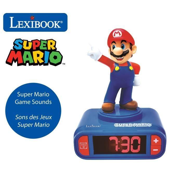 Réveil Veilleuse Digital LEXIBOOK - Super Mario - 3D Lumineux Et Sonore - Bleu Et Rouge - Enfant