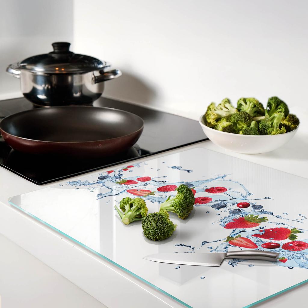 Decorative Kitchen Board Tempered Glass For Cutting Fruits Water 60X52 Cm