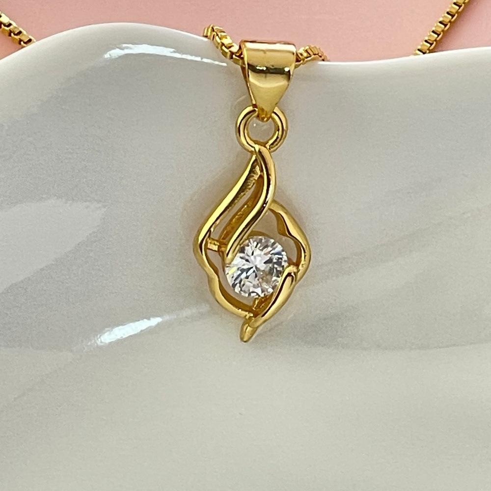 925 Silver Plated Gold Fashion Small Fresh Zircon Pendant Necklace Birthday Party Anniversary Gift