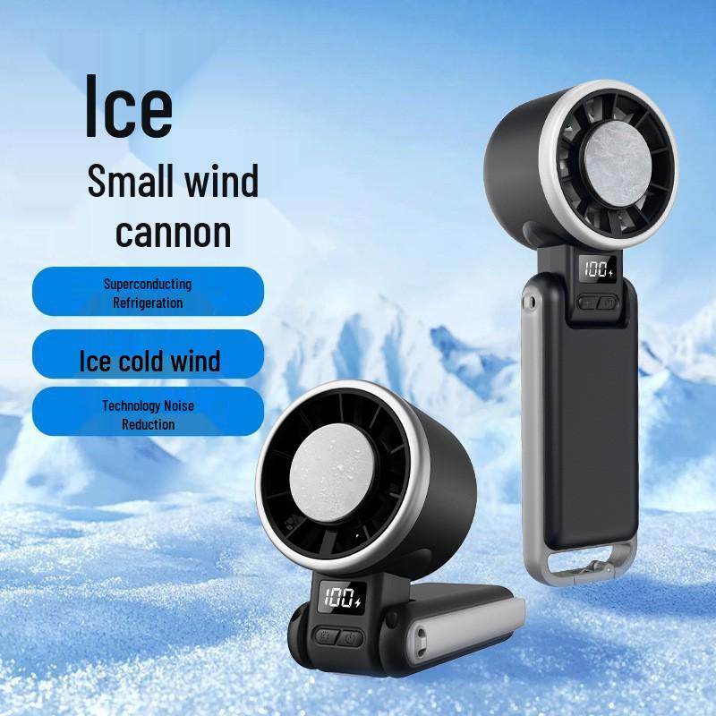 Mini USB Rechargeable Neck Hanging Fan with Folding Turbine and Digital Display