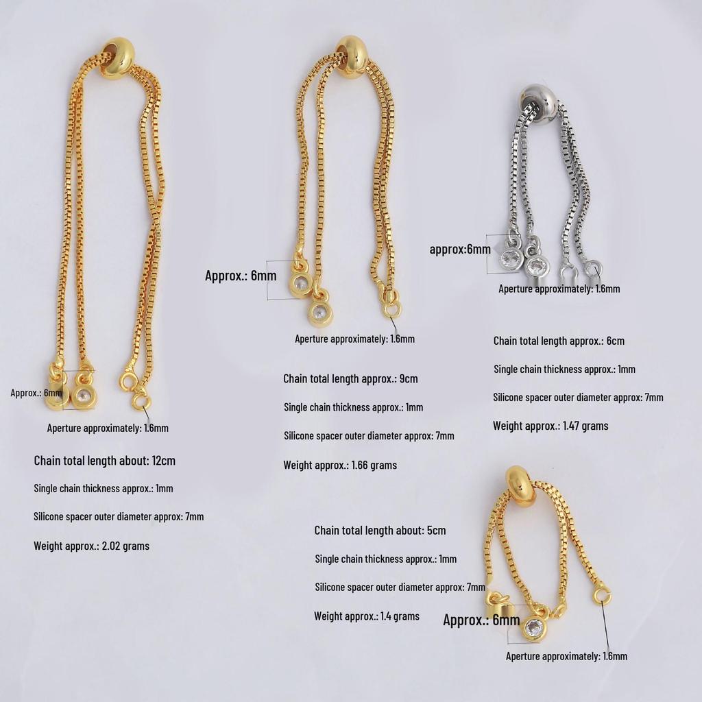 Adjustable 18K Gold Zircon Bracelet Extension Chain – Color-Preserving DIY Jewelry Accessory