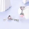 New 925 Silver Pink Heart Shape Women Earrings Brilliant Wedding Engagement Star Earrings Jewelry Gift