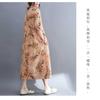 Plus Size V-ringad Långklänning Etniskt Tryckta Delade Ärmar Lös Midja Knytdetalj Klänningar