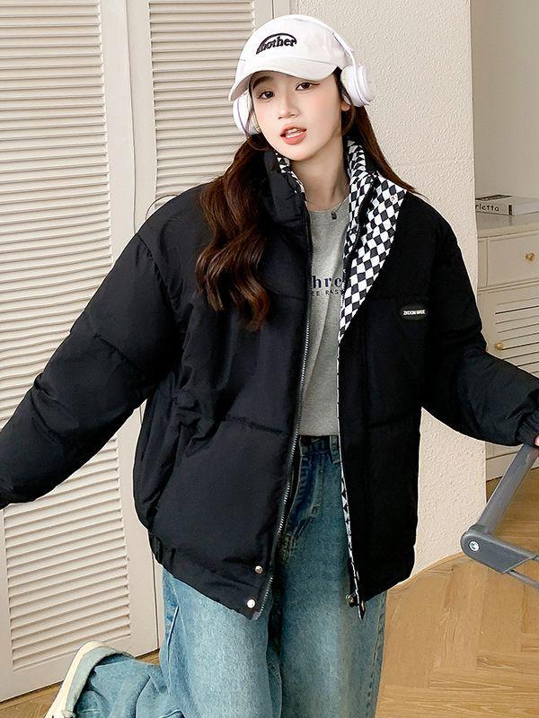 2023 Autumn/Winter Korean-Style Women's Thick Padded Short Down Coat with Stand Collar