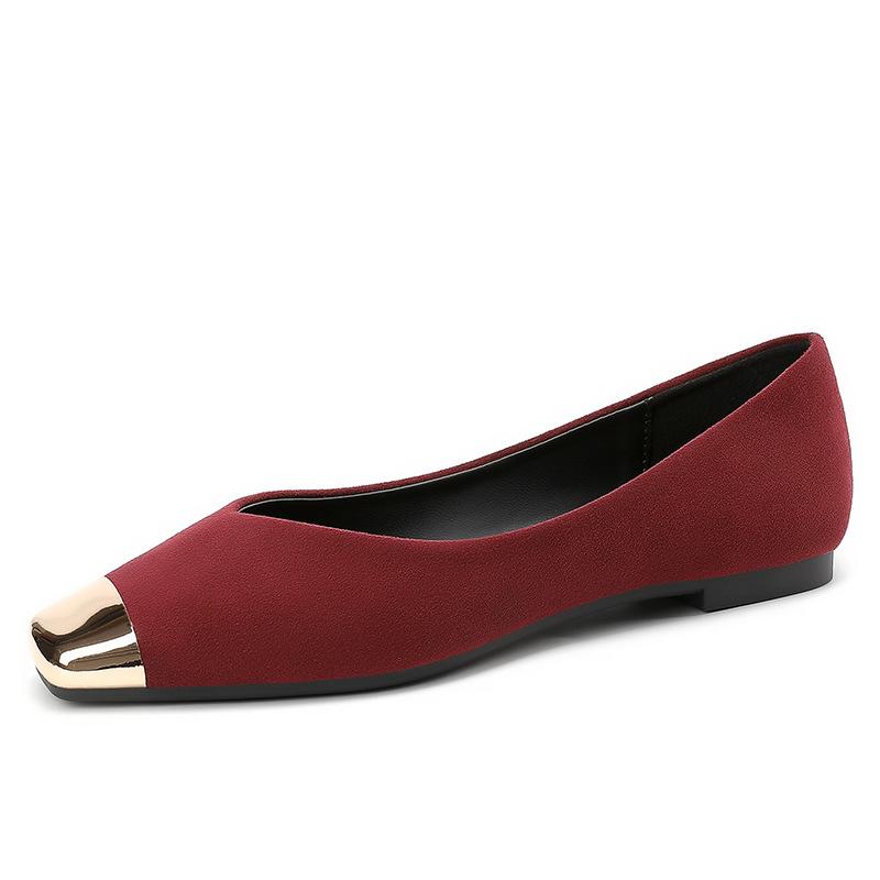 Woman Square Toe Ballerina Flats Faux Suede Leather Shoes Women Flats Non-slip Single Dress Shoes Leopard Print Casual Shoes