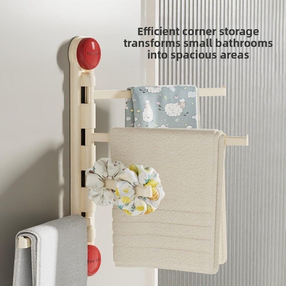 Drain Rotating Towel Bar Waterproof Bathroom Towel Pole Punch-free Suction Cup Towel Rack  Home