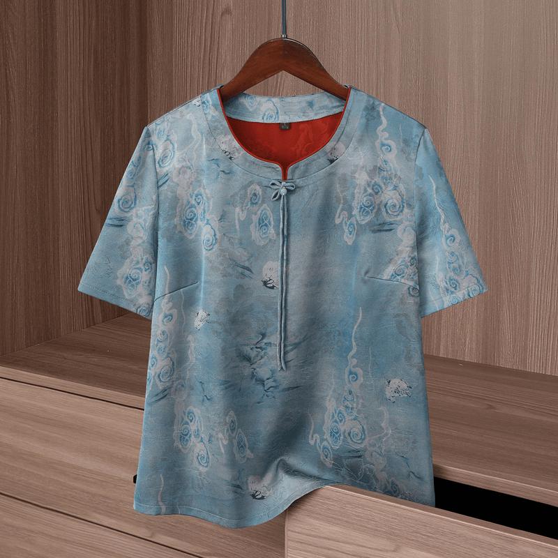 

Yuzhaolin Women s New Chinese Style Printed Summer Top 3XL