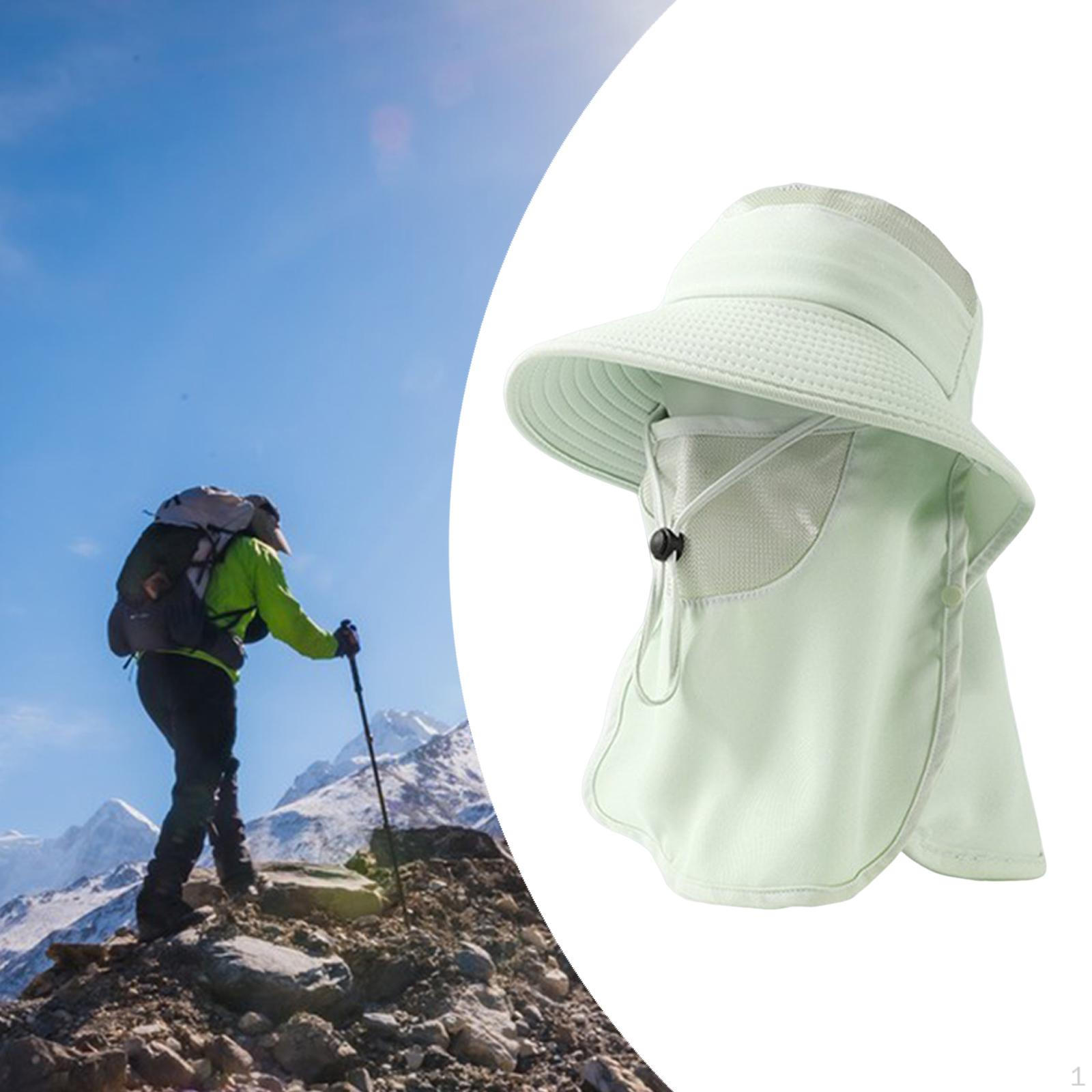 

Outdoor Sun Hat Adjustable Portable with Face Covering for Mountaineering Travel зелений