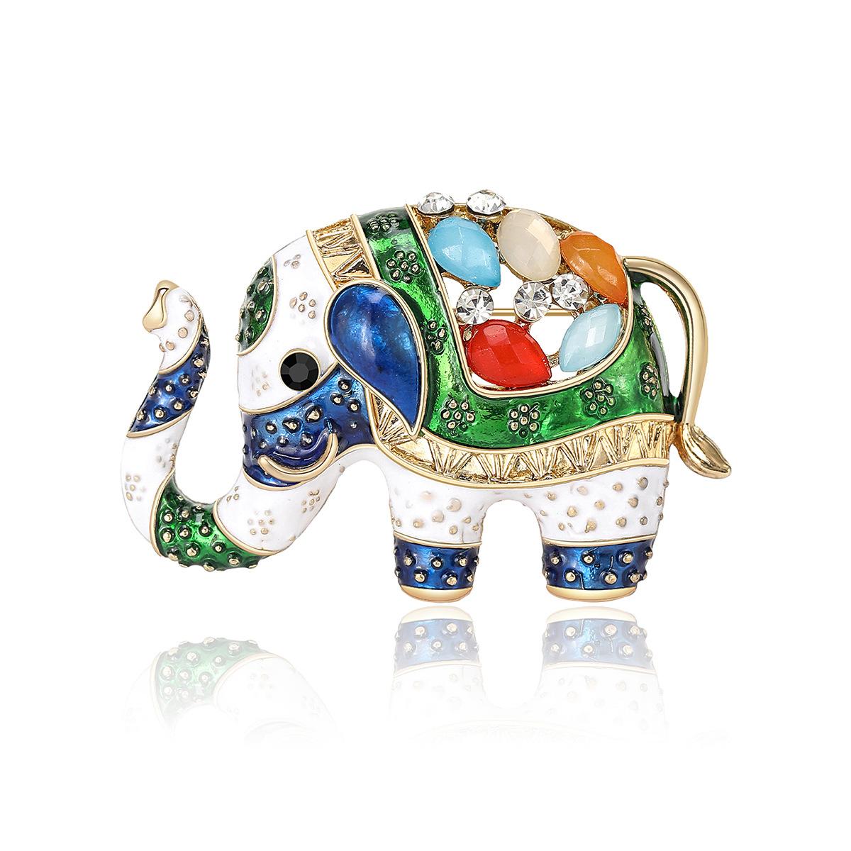 

Vintage Elephant Enamel Drip Oil Exotic Style Brooch Clothing Accessories One Size синий