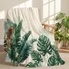 Coperta Plaid Verde Tropicale con Foglie Palma Monstera in Pile per Divano Letto Tema Festivo Accogliente Morbida Coperta Decorativa Regalo Caldo