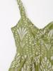 2025 Summer Women's European and American Style Hollow-out Embroidery Midi Dress with Spaghetti Straps