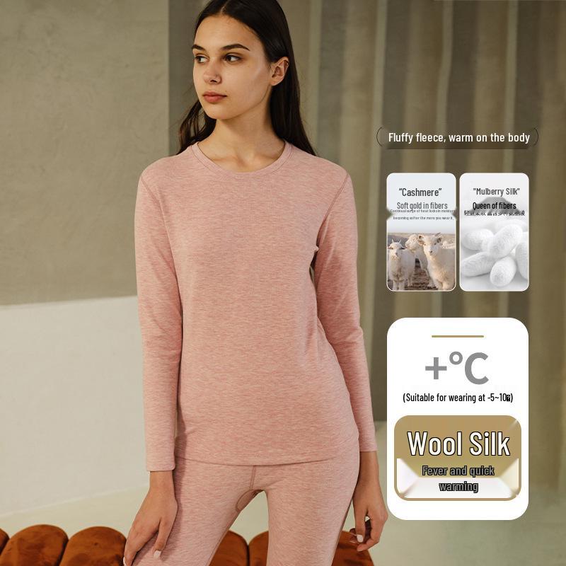Set di Biancheria Intima Calda Foderata in Pile per Coppia: Calzamaglia Extra Spessa e Maglie a Manica Lunga in Cotone e Lana per Autunno e Inverno.