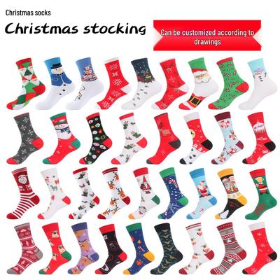 Calcetines de Algodón de Media Caña de Otoño de Papá Noel y Renos Navideños para Hombre y Mujer - Modernos y Cómodos