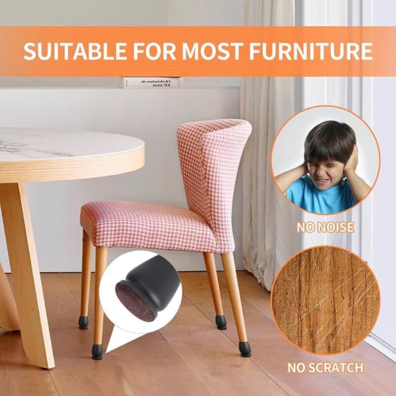 8PCS Chair Leg Floor Protector Felt Foot Cover 15° Diagonal with Thick TPE Pads Silicone Furniture Table Feet for Hardwood