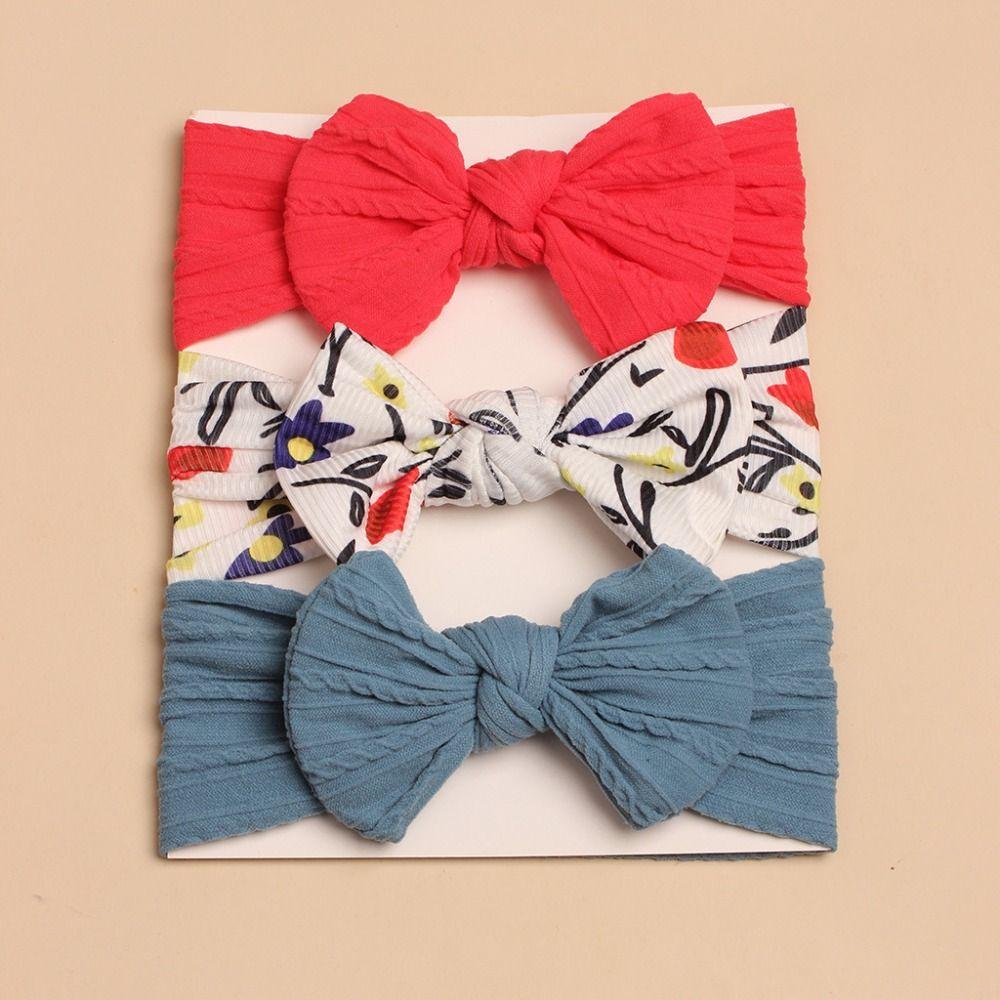 3Pcs/Lot Elastic Bowknot Hair Bands Soft Headwrap Cute Headwear Baby Girls